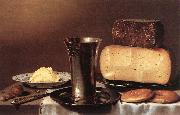 SCHOOTEN, Floris Gerritsz. van, Still-life with Glass, Cheese, Butter and Cake A
